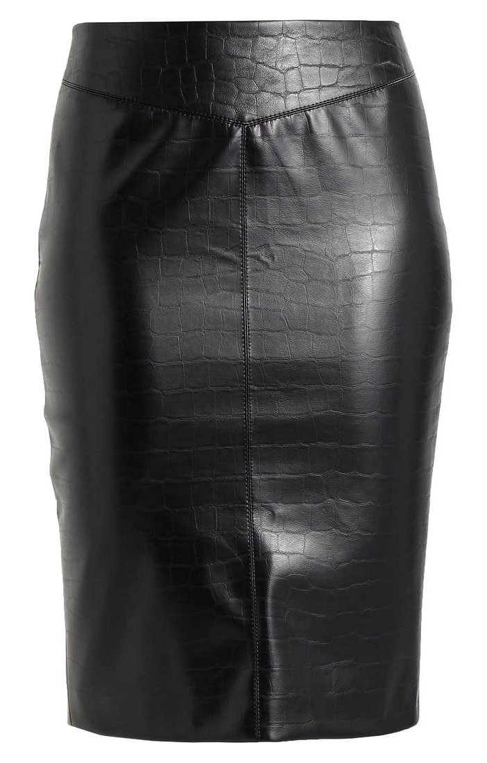 Black Croc Pencil Skirt
