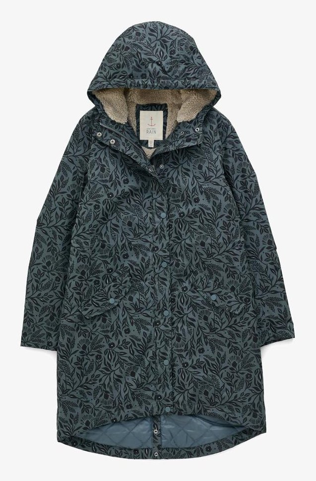 Teal Floral Raincoat