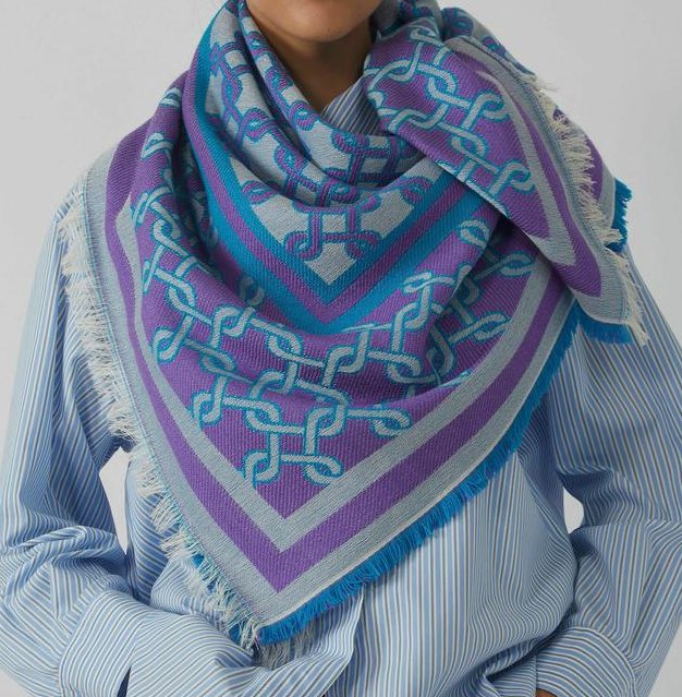 Purple/Teal Geometric Scarf