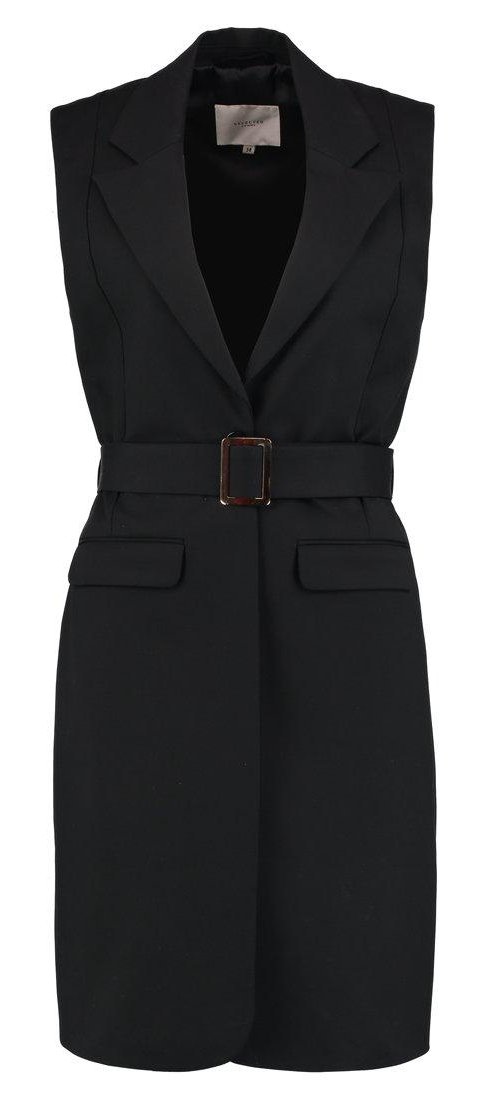 Black Sleeveless Belted Blazer Dress