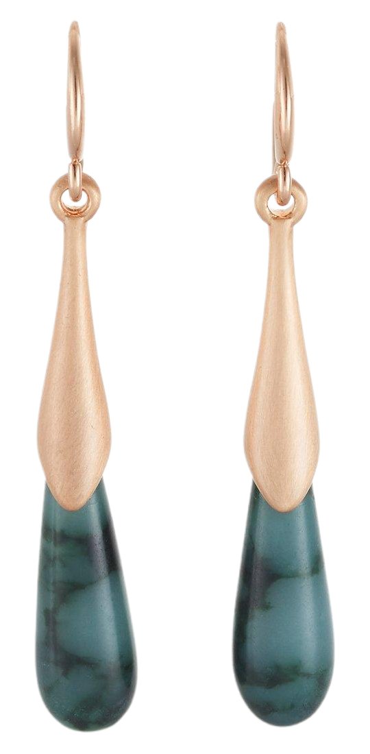 Rose Gold Teal Stone Drops