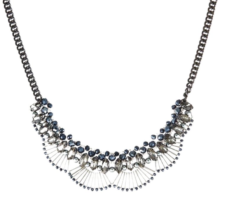 Gunmetal Crystal Statement Necklace