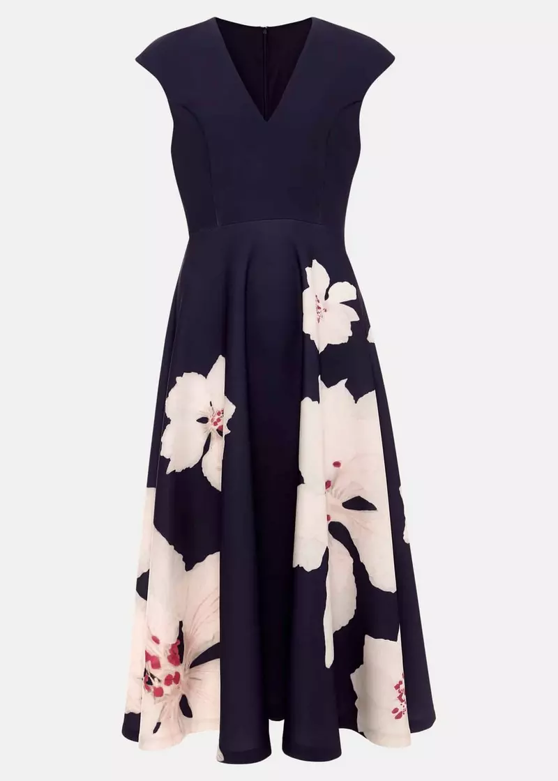 Rakhi Navy/Cream Scuba Midi