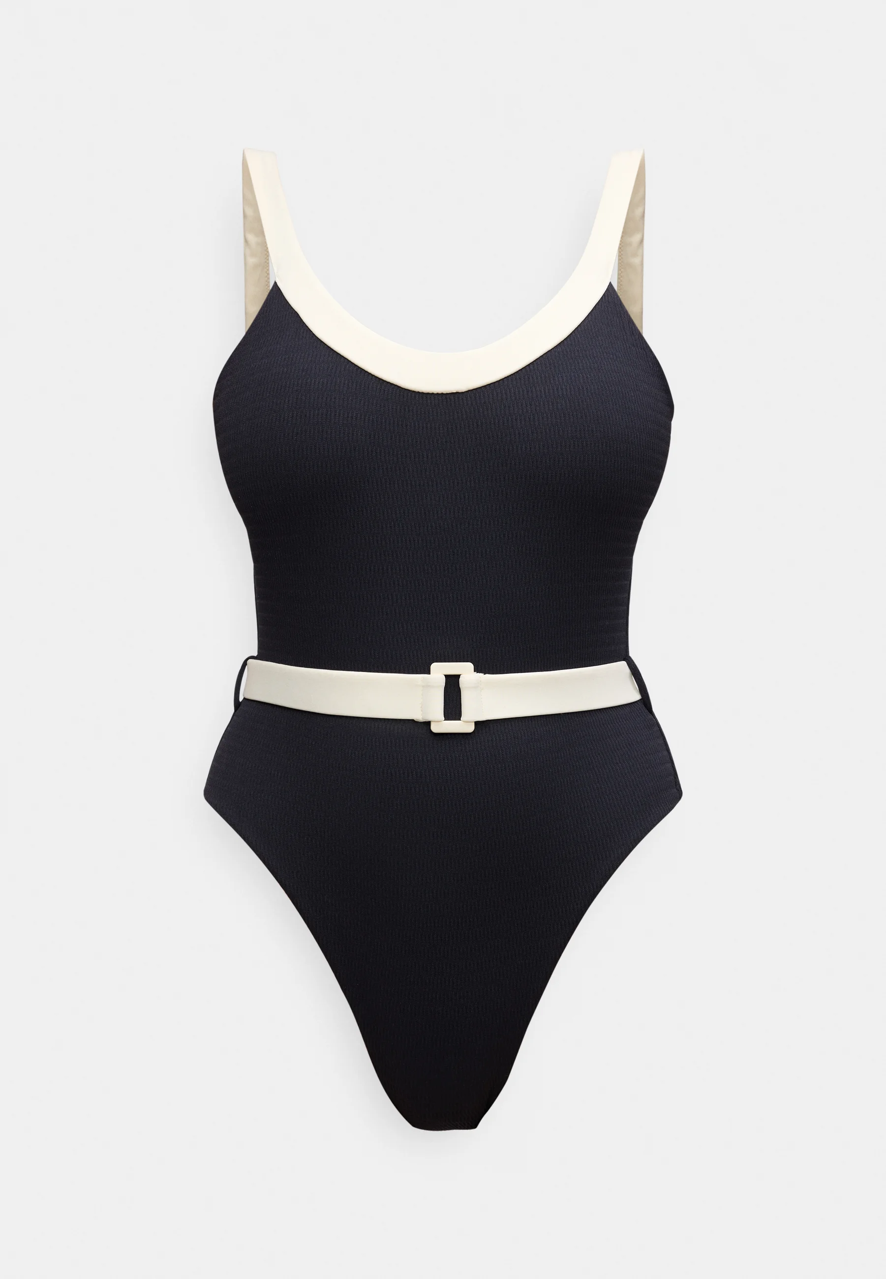 Black/Cream Belted One-Piece