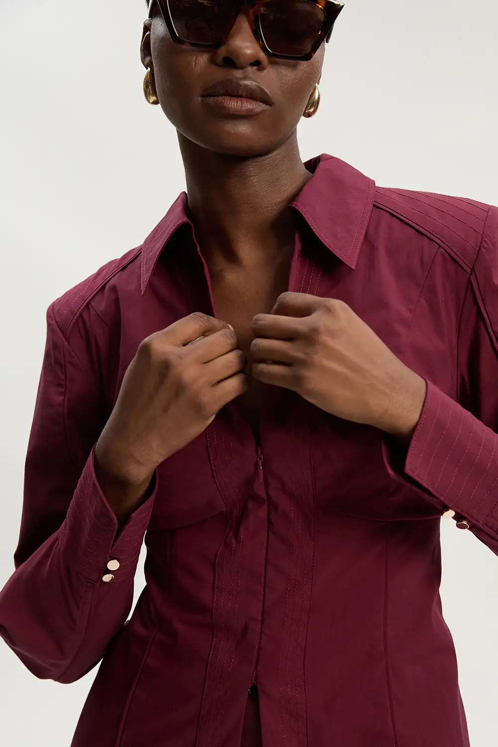 Burgundy Corset Shirt