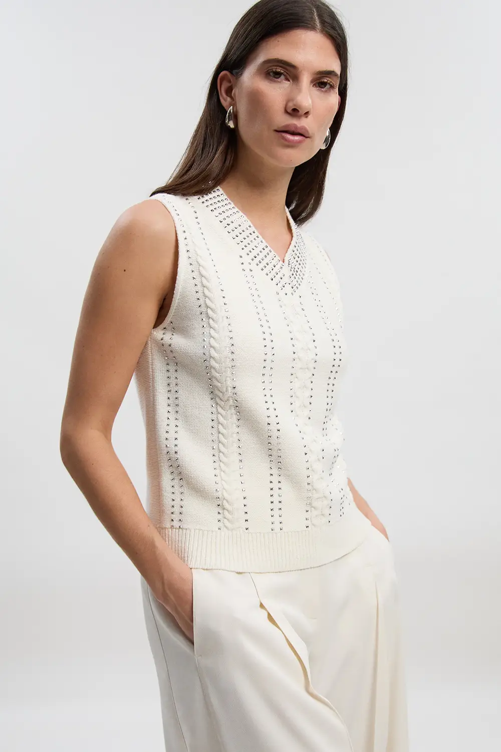 Crystal Cable Knit Vest