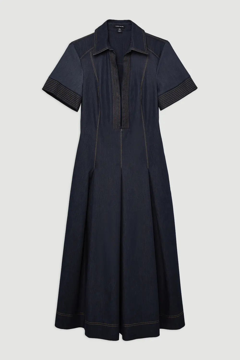 KM Denim Pleated Shirt Dress